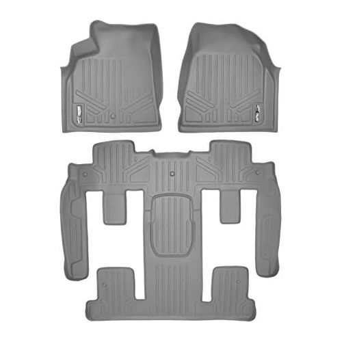  MAXLINER Floor Mats 3 Row Liner Set Grey for Traverse/Enclave/Acadia/Outlook with 2nd Row Bucket Seats