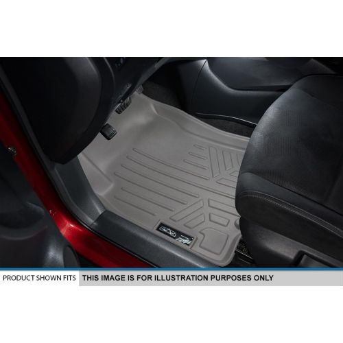  MAXLINER Floor Mats 3 Row Liner Set Grey for Traverse/Enclave/Acadia/Outlook with 2nd Row Bucket Seats