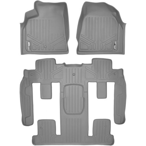  MAXLINER Floor Mats 3 Row Liner Set Grey for Traverse/Enclave/Acadia/Outlook with 2nd Row Bucket Seats