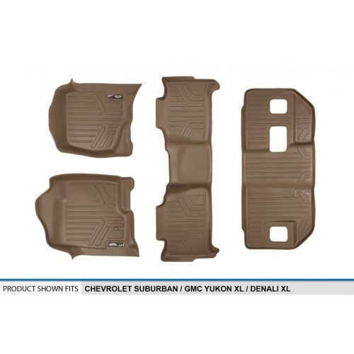  MAX LINER SMARTLINER Floor Mats 3 Row Liner Set Tan for 2007-2014 Chevrolet Suburban/GMC Yukon XL and Denali XL