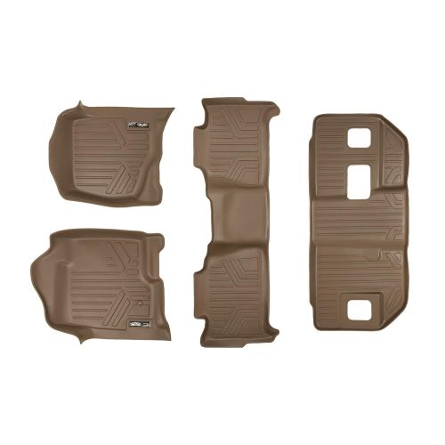  MAX LINER SMARTLINER Floor Mats 3 Row Liner Set Tan for 2007-2014 Chevrolet Suburban/GMC Yukon XL and Denali XL