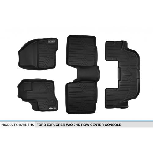  MAX LINER SMARTLINER Floor Mats 3 Row Liner Set Black for 2011-2014 Ford Explorer without 2nd Row Center Console