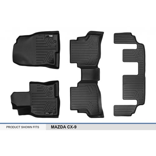  MAX LINER SMARTLINER Floor Mats 3 Row Liner Set Black for 2016-2018 Mazda CX-9