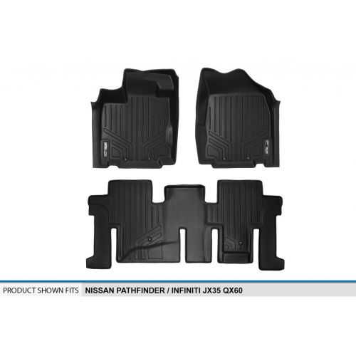 MAXLINER Floor Mats 2 Row Liner Set Black for 2013-2018 Nissan Pathfinder / 2013 Infiniti JX35 / 2014-2018 QX60