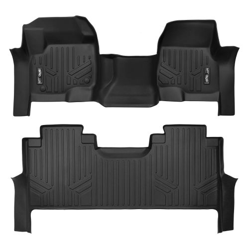  MAX LINER SMARTLINER Floor Mats 2 Row Liner Set Black for 2017-2018 Ford F-250/F-350 Super Duty Crew Cab with 1st Row Bench Seat