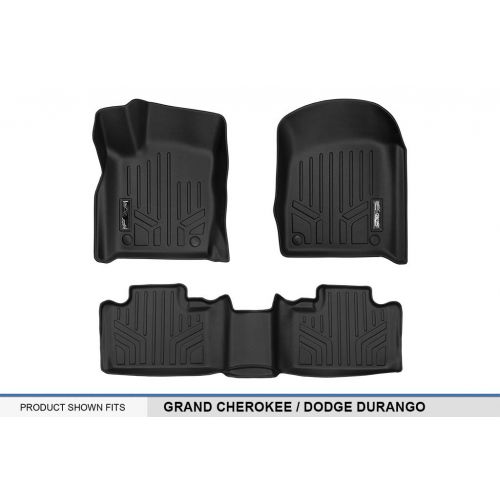  MAX LINER SMARTLINER Floor Mats 2 Row Liner Set Black for 2016-2018 Jeep Grand Cherokee/Dodge Durango