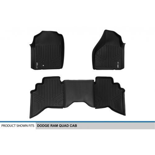  MAX LINER SMARTLINER Floor Mats 2 Row Liner Set Black for 2002-2008 Dodge Ram 1500 Quad Cab / 2003-2009 Ram 2500/3500 Quad Cab