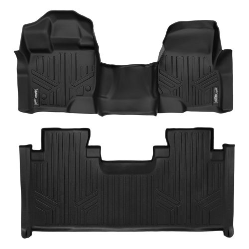  MAX LINER SMARTLINER Floor Mats 2 Row Liner Set Black for 2015-2018 Ford F-150 SuperCab with 1st Row Bench Seat