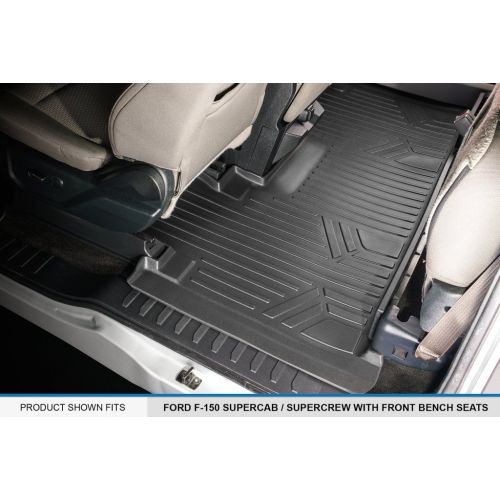  MAX LINER SMARTLINER Floor Mats 2 Row Liner Set Black for 2015-2018 Ford F-150 SuperCab with 1st Row Bench Seat