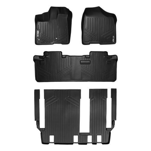  MAX LINER SMARTLINER Floor Mats 3 Row Liner Set Black for 2013-2018 Toyota Sienna 8 Passenger Model