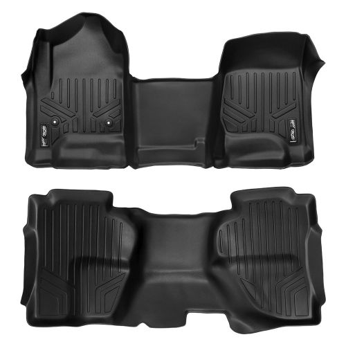  MAX LINER SMARTLINER Floor Mats 2 Row Liner Set Black for 2014-2018 Silverado/Sierra 1500 Double Cab - 2015-2018 Silverado/Sierra 2500/3500 Double Cab