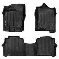 MAX LINER SMARTLINER Floor Mats 2 Row Liner Set Black for 2017-2018 Nissan Titan Crew Cab / 2016-2018 Titan XD Crew Cab (with Underseat Tool Box)