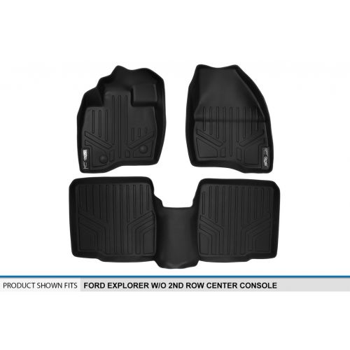  MAX LINER SMARTLINER Floor Mats 2 Row Liner Set Black for 2015-2016 Ford Explorer without 2nd Row Center Console