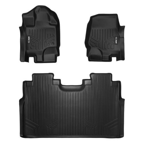  MAX LINER SMARTLINER Floor Mats 2 Row Liner Set Black for 2015-2018 Ford F-150 SuperCrew Cab with 1st Row Bucket Seats