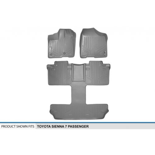  MAX LINER SMARTLINER Floor Mats 3 Row Liner Set Grey for 2013-2018 Toyota Sienna 7 Passenger Model Only