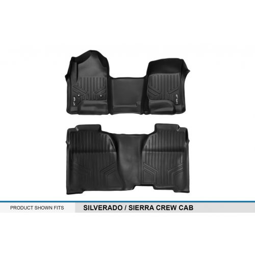  MAX LINER SMARTLINER Floor Mats 2 Row Liner Set Black for 2014-2018 Silverado/Sierra 1500 Crew Cab - 2015-2018 Silverado/Sierra 2500/3500 Crew Cab