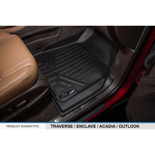  MAX LINER SMARTLINER Floor Mats 3 Row Liner Set Black for Traverse/Enclave / Acadia/Outlook with 2nd Row Bucket Seats