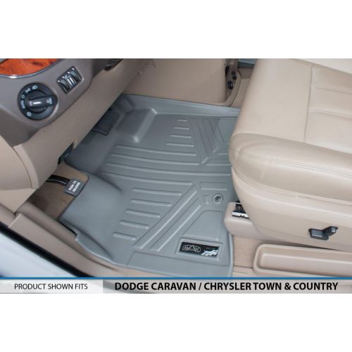  MAXLINER Floor Mats 3 Rows and Cargo Liner Behind 3rd Row Set Grey for 2008-2018 Caravan / Town & Country (Stown Go Only)