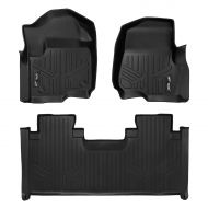 MAX LINER SMARTLINER Floor Mats 2 Row Liner Set Black for 2017-2019 Ford F-250/F-350 Super Duty SuperCab with 1st Row Bench Seat