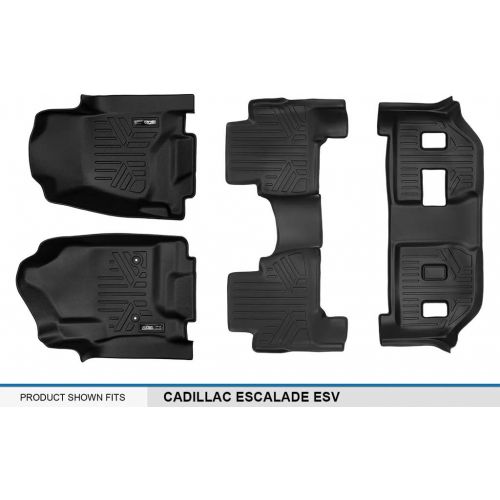  MAXLINER Floor Mats 3 Row Liner Set Black for 2015-2018 Cadillac Escalade ESV