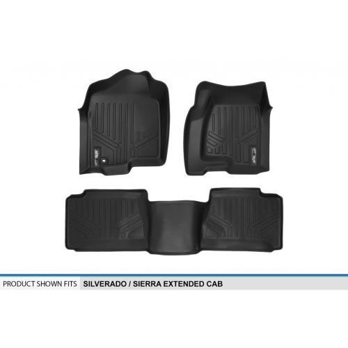  MAX LINER MAXLINER Floor Mats 2 Row Liner Set Black for 2001-2007 Silverado/Sierra 1500/2500/3500 Extended Cab Classic Body Style