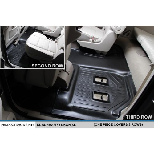  MAX LINER MAXFLOORMAT SMARTCOVERAGE Premium Floor Mats 3 Row Set Black for 2015-2018 Chevrolet Suburban/GMC Yukon XL (with 2nd Row Bucket Seats)