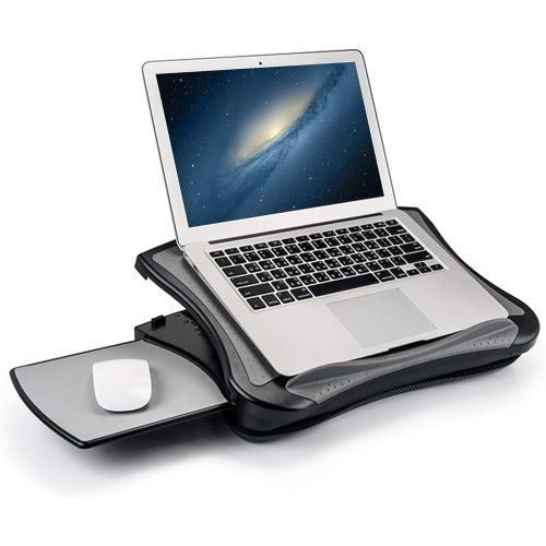  [아마존베스트]MAX SMART Laptop Lap Pad Laptop Stand with Attached Mouse Pad, Cushion and USB Cooling Fan, Non-Slip Heat Shield Tablet Computer Stand for Sturdy Work Station for Home, Office, Bed