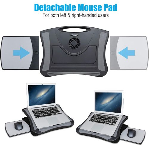  [아마존베스트]MAX SMART Laptop Lap Pad Laptop Stand with Attached Mouse Pad, Cushion and USB Cooling Fan, Non-Slip Heat Shield Tablet Computer Stand for Sturdy Work Station for Home, Office, Bed