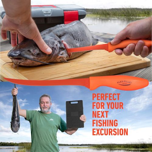  MAXAM Flex Fillet Fishing Cutlery Set with Sharpening Steel, Cutting Board and Durable Leymar Handles, 5-peice