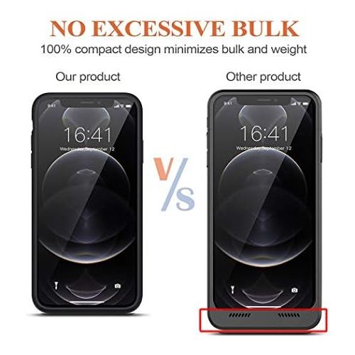  [아마존베스트]MAXBEAR Battery Case for iPhone 12 Pro Max, 7000mAh Slim Portable Protective Charging case Compatible with iPhone 12 Pro Max (6.7 inch) Rechargeable Battery Pack Charger Case (Black)