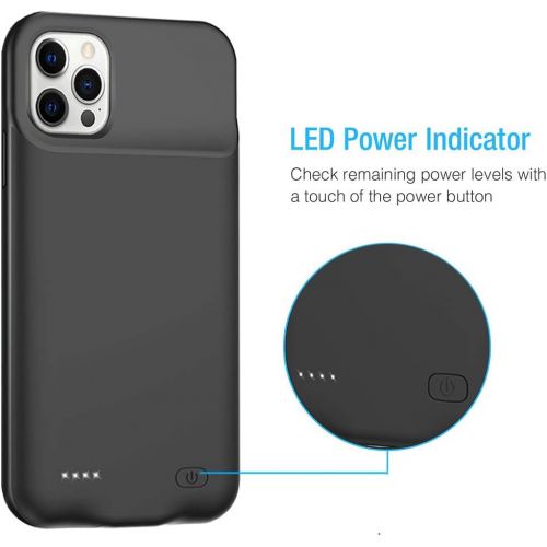  [아마존베스트]MAXBEAR Battery Case for iPhone 12 Pro Max, 7000mAh Slim Portable Protective Charging case Compatible with iPhone 12 Pro Max (6.7 inch) Rechargeable Battery Pack Charger Case (Black)