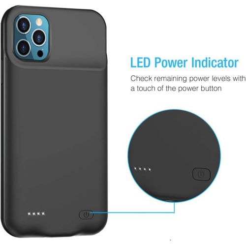  [아마존베스트]MAXBEAR Battery Case for iPhone 12/12 Pro, 7000mAh Slim Portable Protective Charging case Compatible with iPhone 12/12 Pro (6.1 inch) Rechargeable Battery Pack Charger Case (Black)