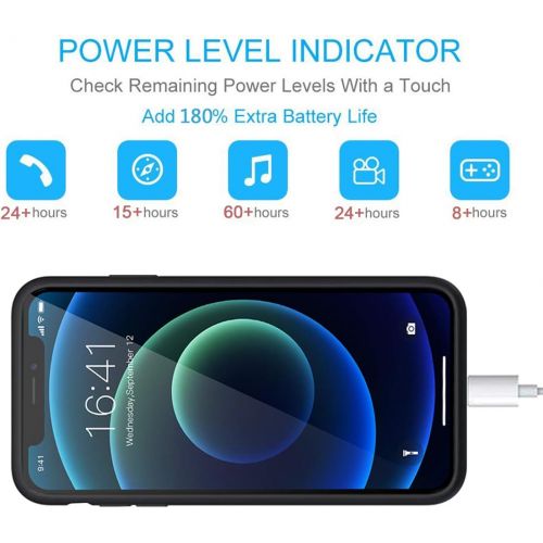  [아마존베스트]MAXBEAR Battery Case for iPhone 12/12 Pro, 7000mAh Slim Portable Protective Charging case Compatible with iPhone 12/12 Pro (6.1 inch) Rechargeable Battery Pack Charger Case (Black)
