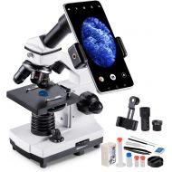 [아마존베스트]MAXLAPTER Microscope for Students Kids, 100-2000x Magnification Powerful Biological Educational Microscopes with Operation Accessories (10p), Slides Set (15p), Phone Adapter, Wire Shutter &