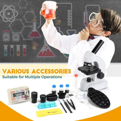  [아마존베스트]MAXLAPTER Microscope for Students Kids, 40-800x Magnification Biological Educational Microscope with Operation Accessories, Slides Set, Phone Adapter