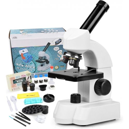  [아마존베스트]MAXLAPTER Microscope for Students Kids, 40-800x Magnification Biological Educational Microscope with Operation Accessories, Slides Set, Phone Adapter