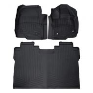 MAXLINER QUAKEWORLD Floor mats for 2015-2018 Ford F-150 Any Weather Protection Floor Liners Full Set Includes 1st and 2nd Row -Fits Supercrew Models Black