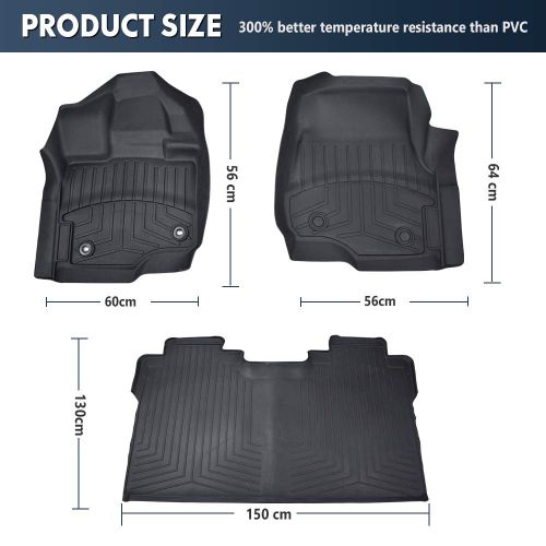  MAXLINER QUAKEWORLD Floor mats for 2015-2018 Ford F-150 Any Weather Protection Floor Liners Full Set Includes 1st and 2nd Row -Fits Supercrew Models Black