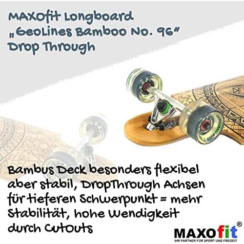  MAXOfit IHR PARTNER FUER SPORT UND FREIZEIT MAXOfit Deluxe Longboard GeoLines Bamboo No.96, Drop Through, 96,5 cm, 4 Schichten, ABEC11