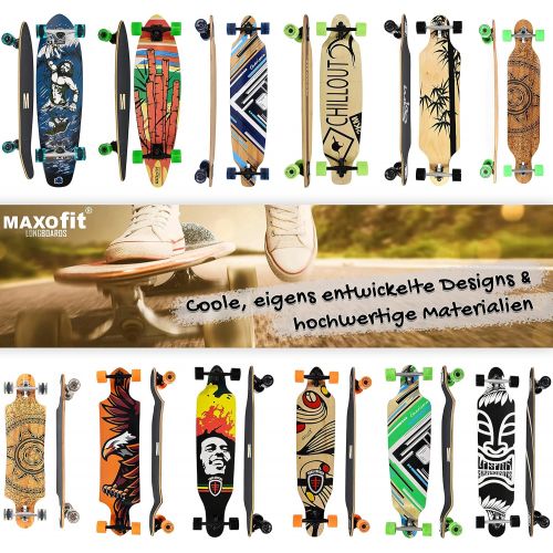  MAXOfit IHR PARTNER FUER SPORT UND FREIZEIT MAXOfit Deluxe Longboard GeoLines Bamboo No.96, Drop Through, 96,5 cm, 4 Schichten, ABEC11