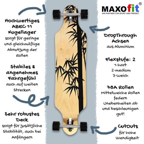  MAXOfit Deluxe Longboard Bamboo Race 9 Schichten Maple