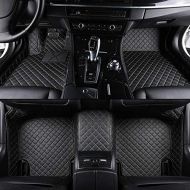 MAXSA Custom Car floor mat Front & Rear Liner 8 Colors with Gold Lines for Jaguar F-TYPE Convertible 2 Door(Black)