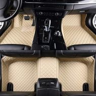 MAXSA Custom Car floor mat Front & Rear Liner 8 Colors with Gold Lines for Jaguar F-TYPE Convertible 2 Door(Beige)