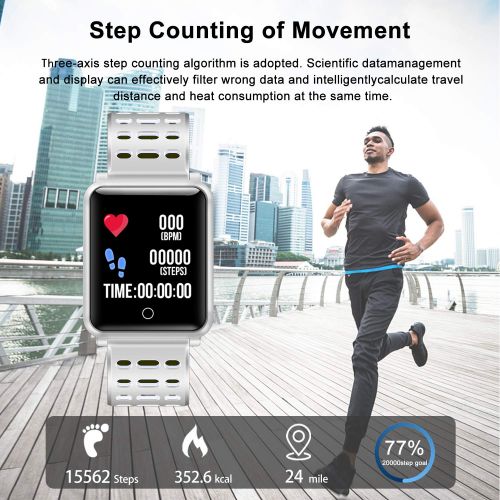  MAXSASI 1.3 IPS Screen Smart Watch, IP68 Waterproof Sports Fitness Tracker Watch with Heart Rate Blood Pressure Sleep Monitor Pedometer Calorie Counter for Android iOS Women Men Birthday G