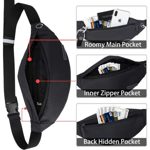  [아마존베스트]MAXTOP Fanny Pack for Men Women with Headphone Jack and 3-Zipper Pockets Adjustable Belt Bags Waist Pack for Running Traveling Outdoors Workout Casual Hiking Festival