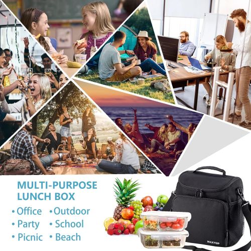  MAXTOP Lunch Box for Men & Women, Reusable Insulated Lunch Cooler Bags for Women with Adjustable Strap, medium Thermal Lunch Tote Bag for Office Work Hiking Outdoor Picnic Beach