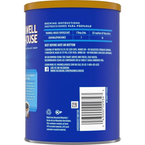  Maxwell House Half Caff Medium Roast Ground Coffee (11 oz Canisters, Pack of 3)
