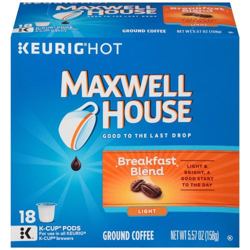  MAXWELL HOUSE Maxwell House Breakfast Blend Keurig K Cup Coffee Pods (72 Count, 4 Boxes of 18)