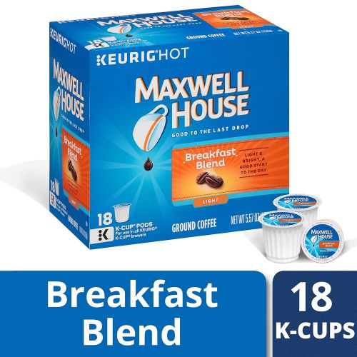  MAXWELL HOUSE Maxwell House Breakfast Blend Keurig K Cup Coffee Pods (72 Count, 4 Boxes of 18)