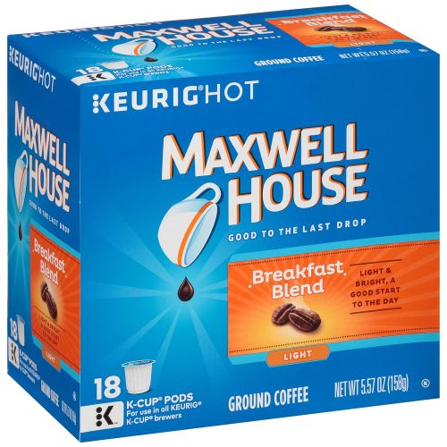  MAXWELL HOUSE Maxwell House Breakfast Blend Keurig K Cup Coffee Pods (72 Count, 4 Boxes of 18)